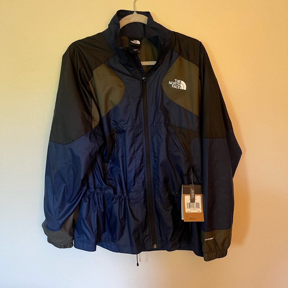 The North Face TNF X Windbreaker Jacket Green Summit Navy - Picture 7 of 10